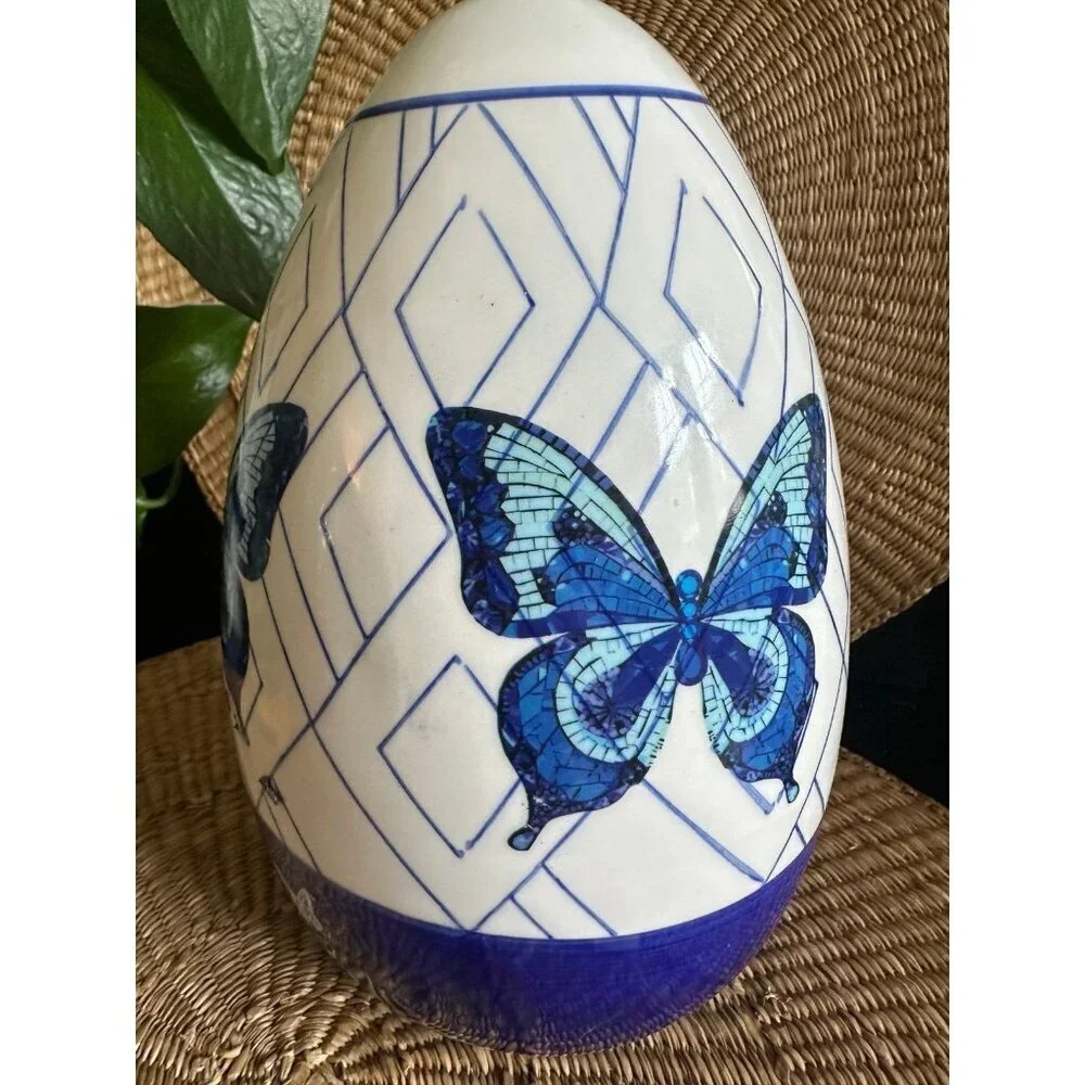 Dolly Parton blue butterfly signature ceramic egg